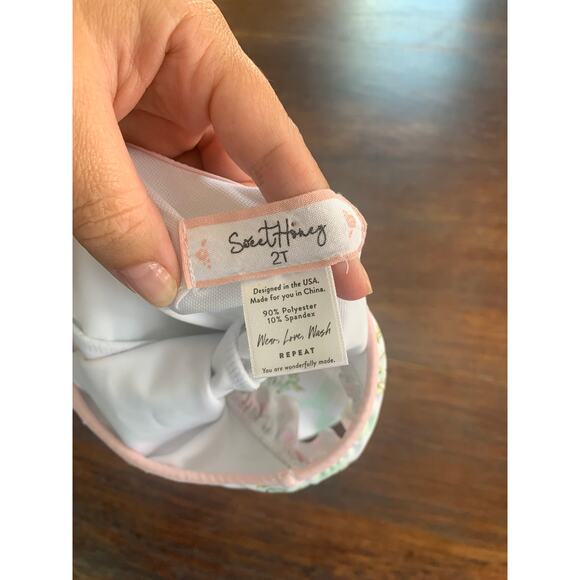 Sweet Honey Green Floral Swimsuit - Size 2T - Picture 5 of 5